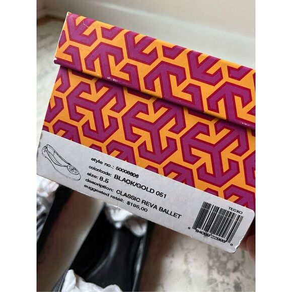 Tory Burch Classic Reva Ballet Flat Black Gold - Picture 11 of 15